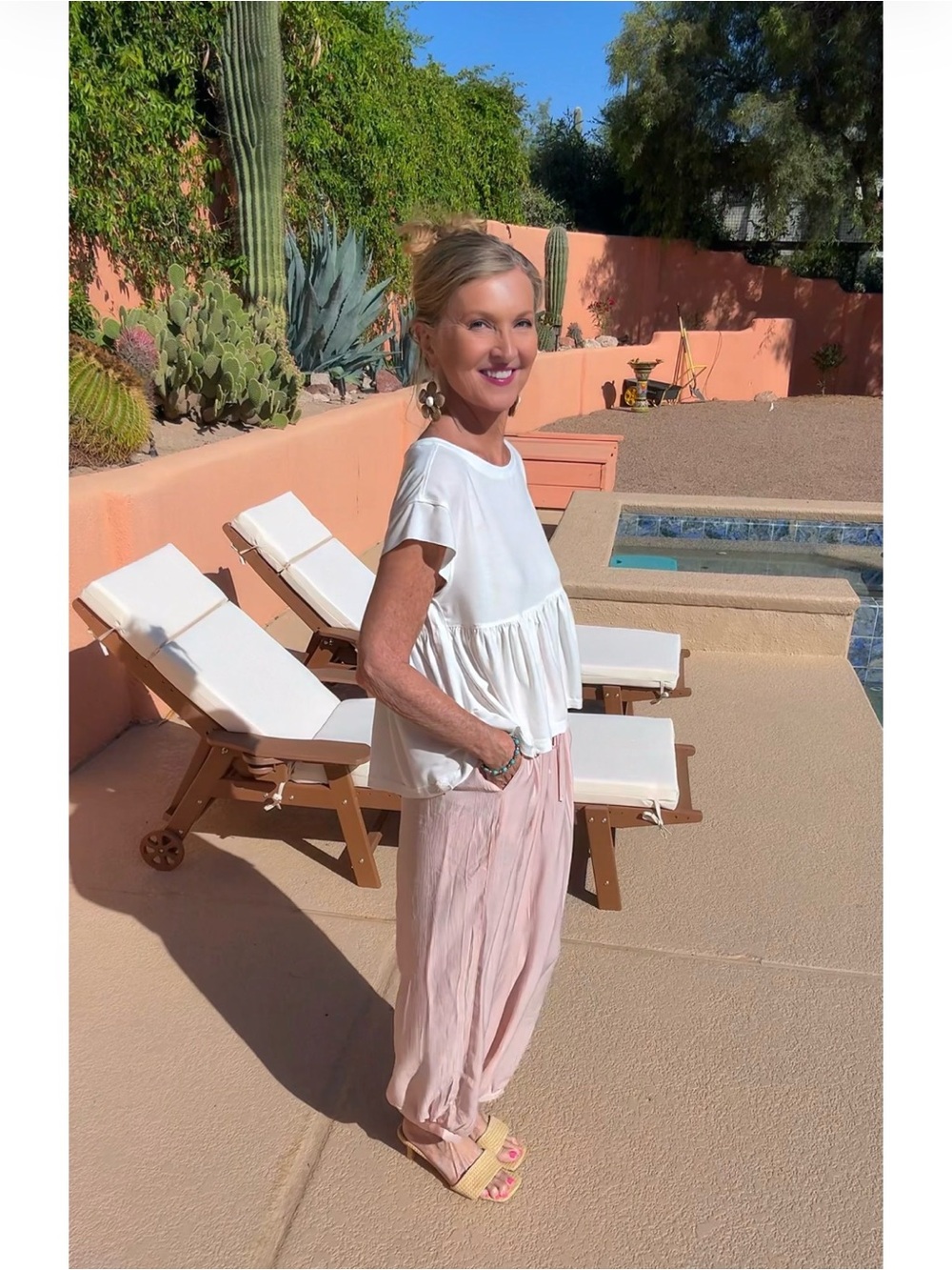 NWT SILKY LIKE Light Pink Relaxed Balloon Pants-S - Picture 15 of 16